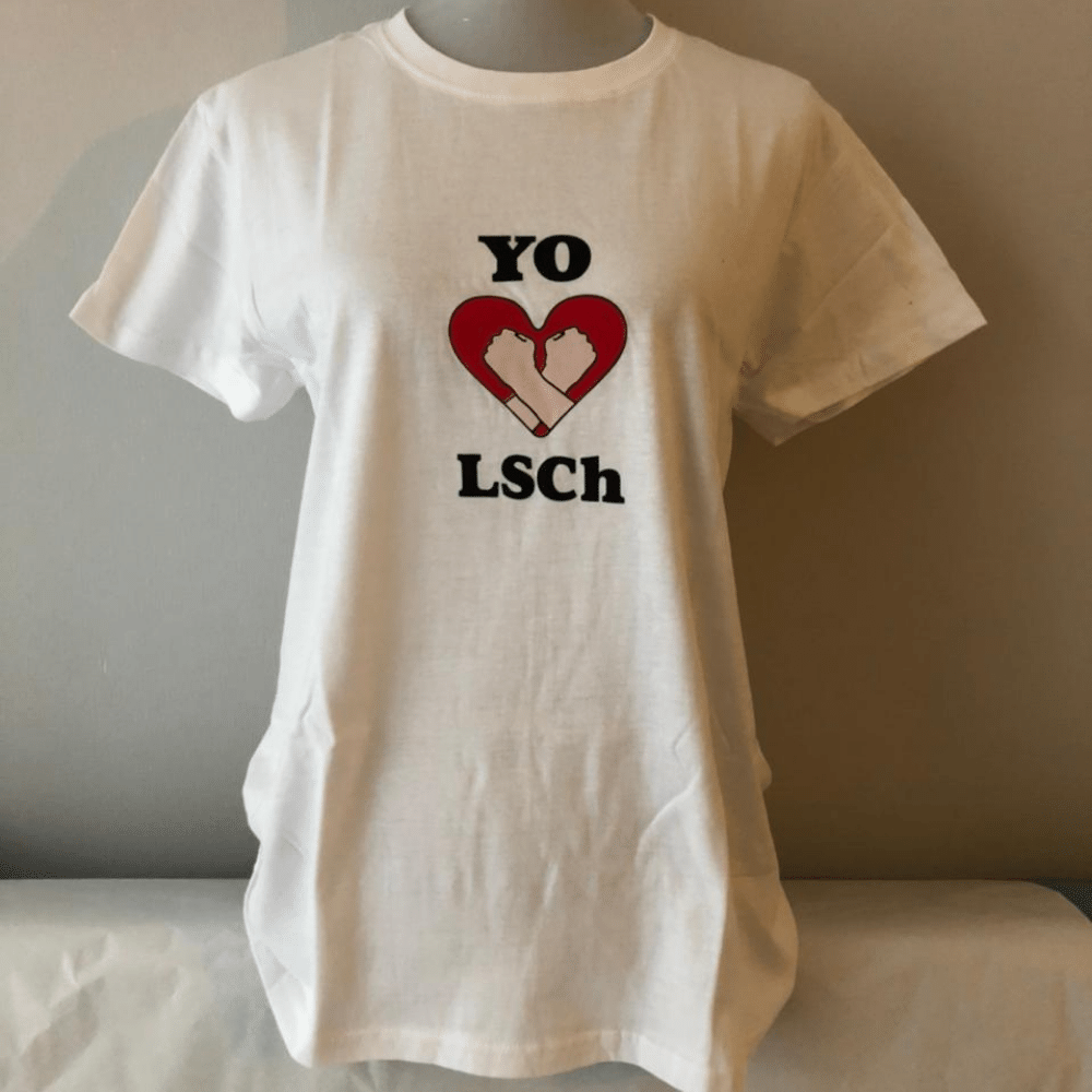 Polera blanca cuello redondo Yo amo LSCh Red Emprende Discapacidad